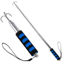 Garfio de pesca telescópico de acero inoxidable, anzuelo Triple, lanza de pesca de mar, poste telescópico con anzuelo, barco, pesca en hielo, calamar